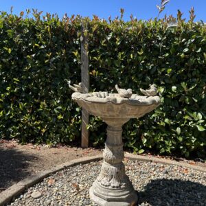Charming Vintage Concrete Bird Bath - Classic Garden Accent (30" High, 26" Diameter)