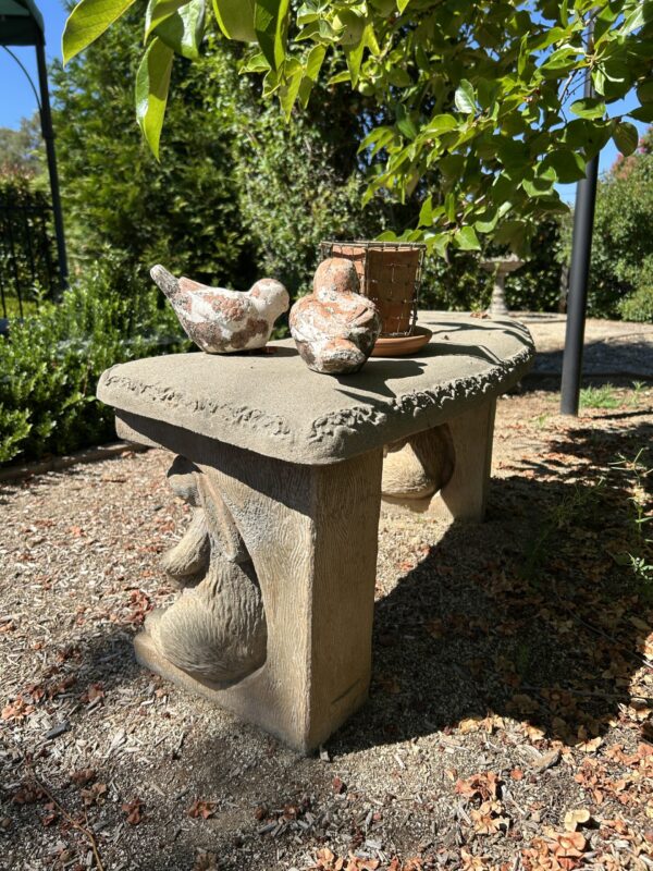 Vintage Concrete Garden Bench with Sculpted Rabbits Legs - 41" Curved Seat - Image 3