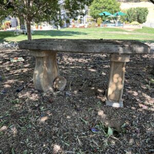 Curved Concrete Garden Bench - 41" Long Vintage Outdoor Seating Sculpted Legs