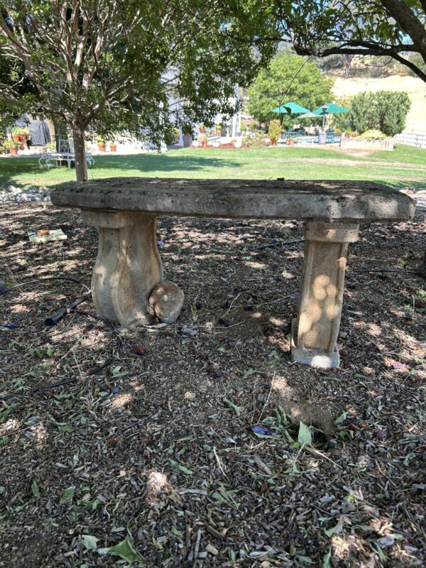 Curved Concrete Garden Bench - 41" Long Vintage Outdoor Seating Sculpted Legs
