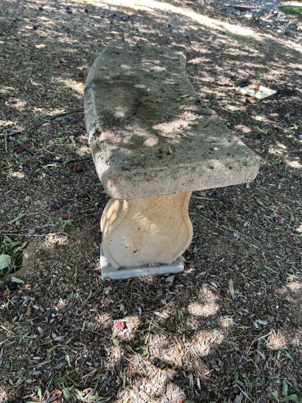 Curved Concrete Garden Bench - 41" Long Vintage Outdoor Seating Sculpted Legs - Image 2
