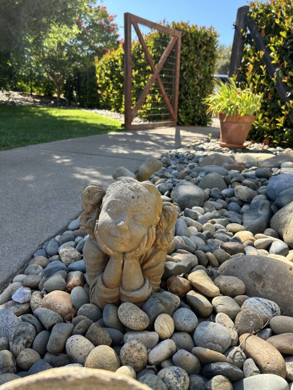 Dreaming Pair of Reclining Garden Children – Concrete Yard Statues, Boy & Girl Set, 25” Long - Image 2
