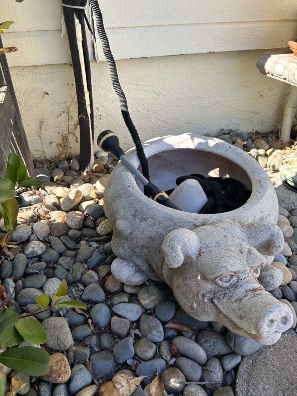 Large Concrete Pig Planter or Hose Holder – Rustic Garden Utility