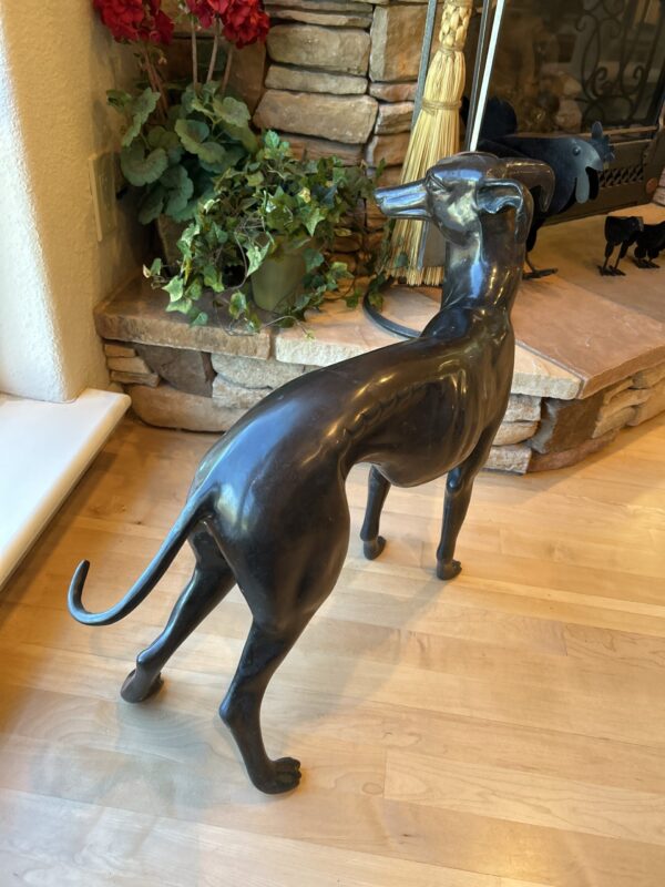 Bronze Greyhound Statue  Life-Sized 22" Elegant Whippet with Fireplace Charm - Image 3