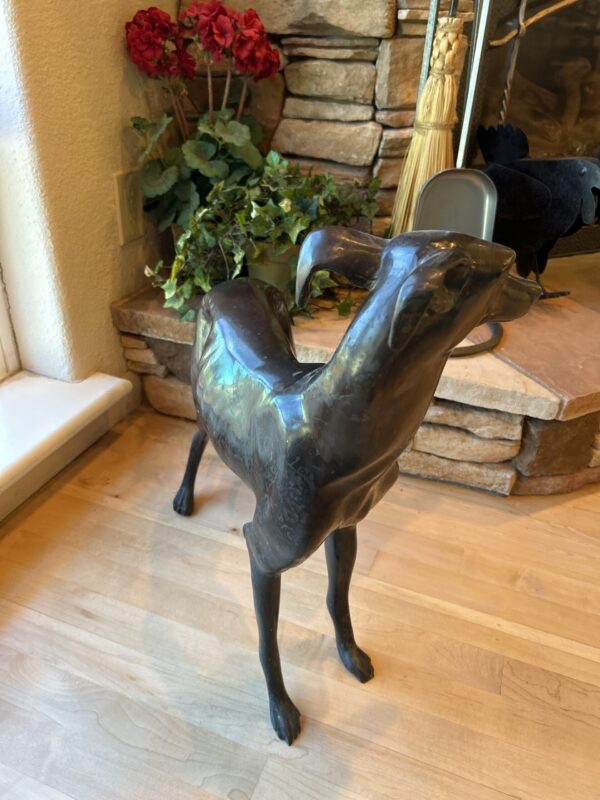 Bronze Greyhound Statue  Life-Sized 22" Elegant Whippet with Fireplace Charm - Image 2