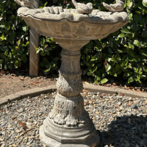 Charming Vintage Concrete Bird Bath - Classic Garden Accent (30" High, 26" Diameter)