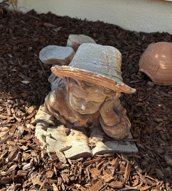 Boy Reading Garden Statue – Aged Terra Cotta Look – 20” Long - Image 2
