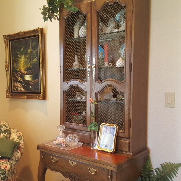 Legacy Craft in Two Parts – Baker Furniture Curio & Writing Desk with Brass Accents - Image 4