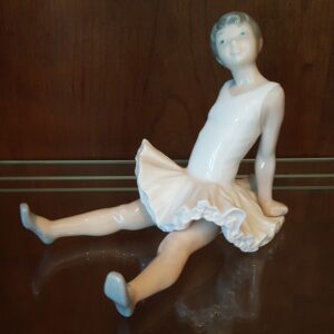 Vintage NAO by Lladró porcelain ballerina figurine in seated pose with white tutu, made in Spain