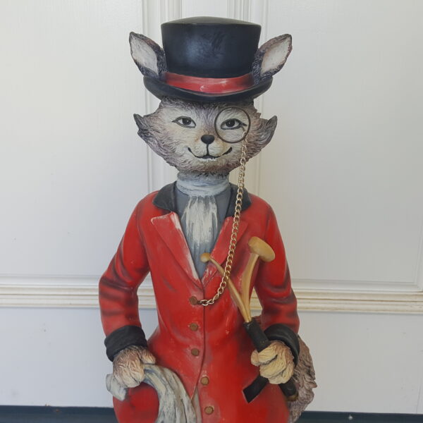 Charming Gentleman Fox Statue – 27″ with Top Hat, Monocle, & Foxhunt Flair - Image 6