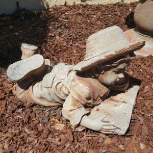 Boy Reading Garden Statue – Aged Terra Cotta Look – 20” Long