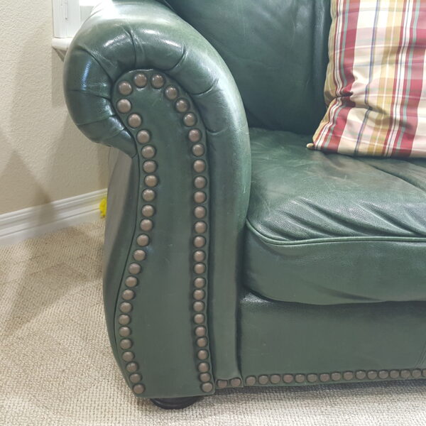 Rich Green Leather Chair & Ottoman – Nailhead Trim – LeatherTrend - Image 5