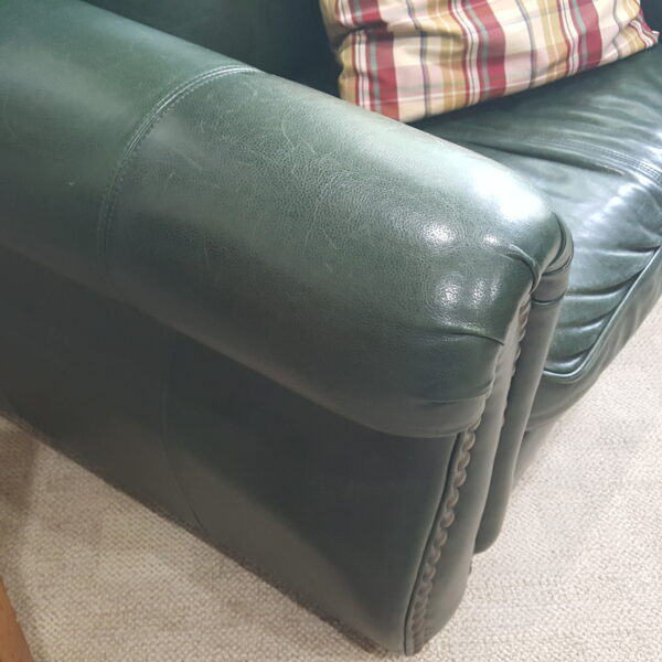 Rich Green Leather Chair & Ottoman – Nailhead Trim – LeatherTrend - Image 7