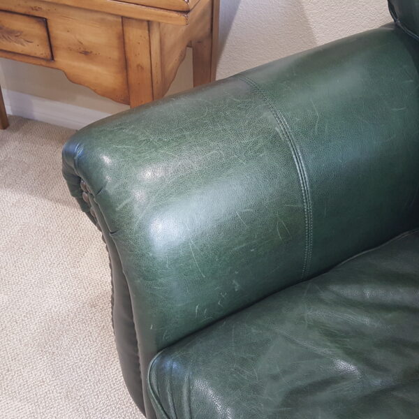 Rich Green Leather Chair & Ottoman – Nailhead Trim – LeatherTrend - Image 8