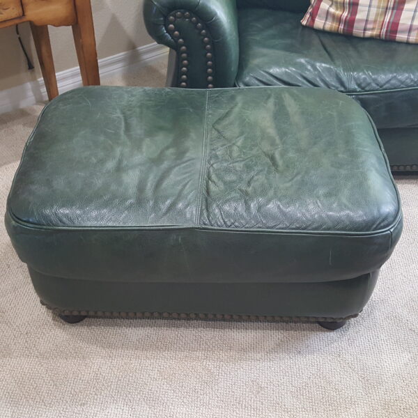 Rich Green Leather Chair & Ottoman – Nailhead Trim – LeatherTrend - Image 11