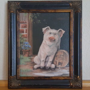 "The Pig Who Dreamed of Pinot" – Original Oil by Gail Campbell