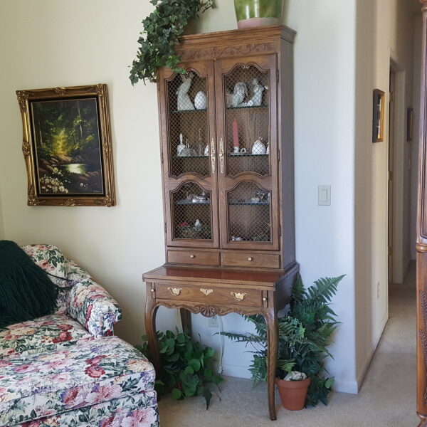 Legacy Craft in Two Parts – Baker Furniture Curio & Writing Desk with Brass Accents - Image 2