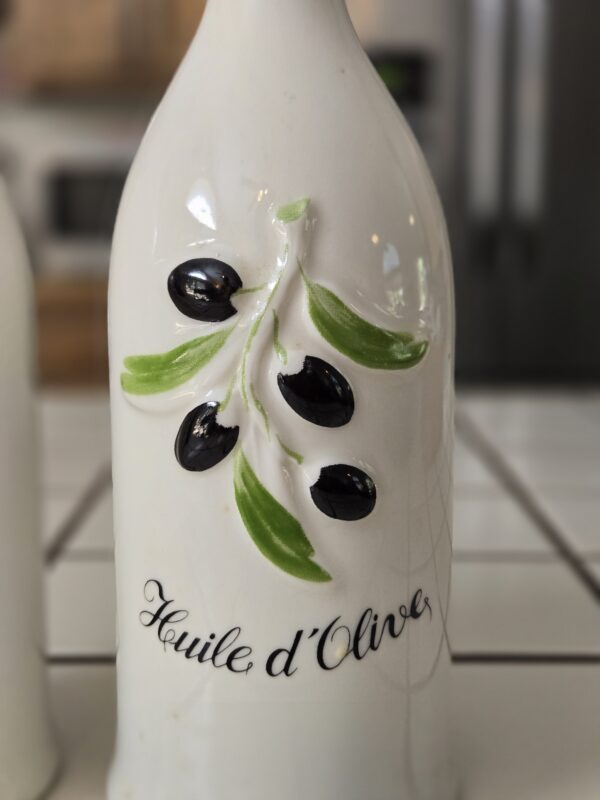 Vintage Revol France Oil & Vinegar Bottles – Hand-Painted Porcelain, 12" Tall – Huile d'Olive & Vinaigre - Image 4