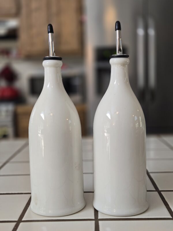 Vintage Revol France Oil & Vinegar Bottles – Hand-Painted Porcelain, 12" Tall – Huile d'Olive & Vinaigre - Image 8