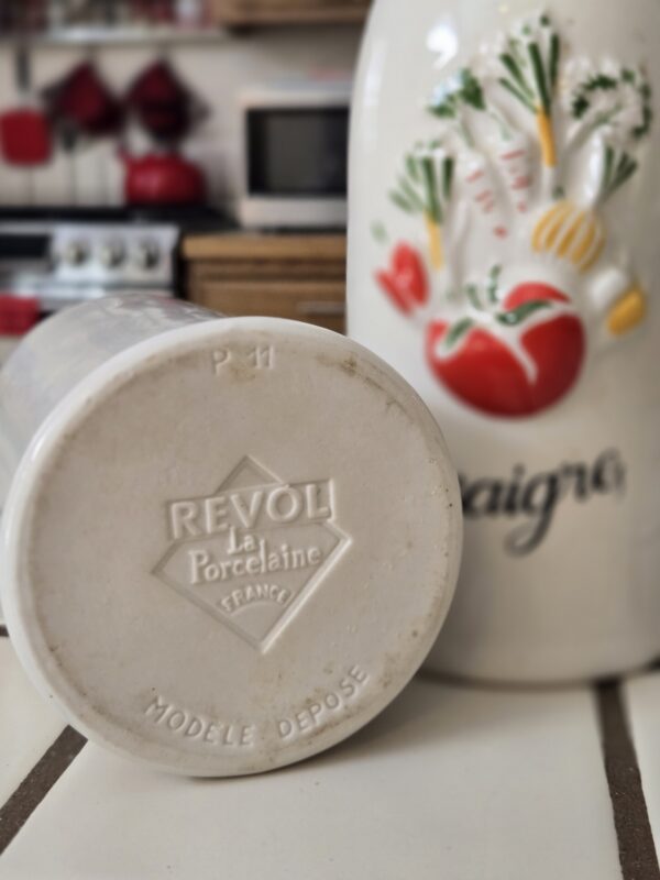 Vintage Revol France Oil & Vinegar Bottles – Hand-Painted Porcelain, 12" Tall – Huile d'Olive & Vinaigre - Image 7