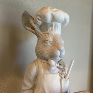 Whisker-Wise & Ready to Serve – 1998 Fleur de Lis Rabbit Chef with Chalkboard (25")