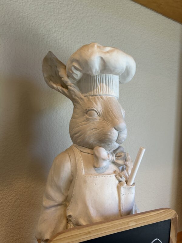 Whisker-Wise & Ready to Serve – 1998 Fleur de Lis Rabbit Chef with Chalkboard (25")