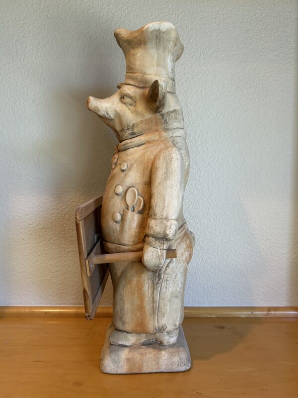 Rustic Charm and a Wink – 'Coffee?' Pig Chef Figurine (25”) - Image 2