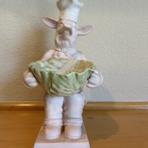 "Chef’s Special” – 2000 Fleur de Lis Ceramic Pig with Lettuce Bowl 12"