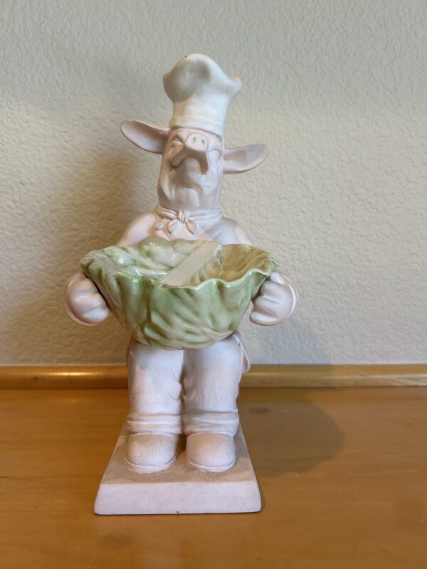 "Chef’s Special” – 2000 Fleur de Lis Ceramic Pig with Lettuce Bowl 12"