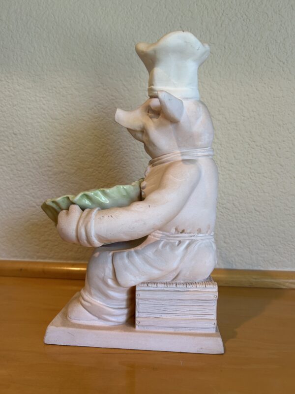 "Chef’s Special” – 2000 Fleur de Lis Ceramic Pig with Lettuce Bowl 12" - Image 5