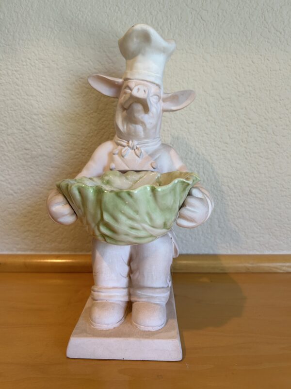 "Chef’s Special” – 2000 Fleur de Lis Ceramic Pig with Lettuce Bowl 12" - Image 2