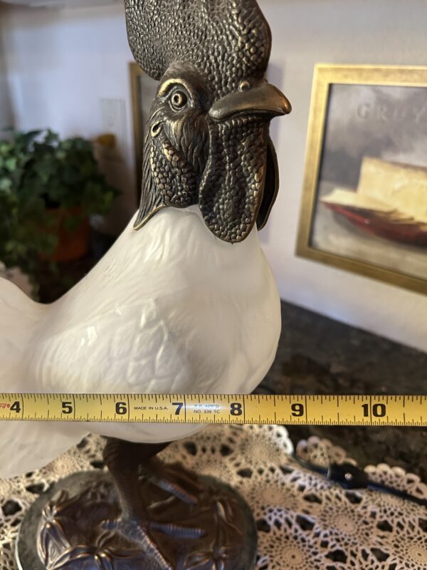 Country Proud – Full-Size Bronze & Frosted Glass Rooster Lamp Décor (19” Tall) - Image 4