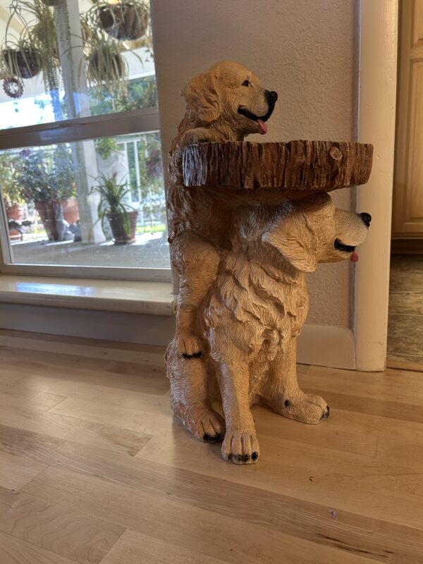 Double the Love – Golden Retriever Pup Pedestal Table with Playful Charm - Image 2