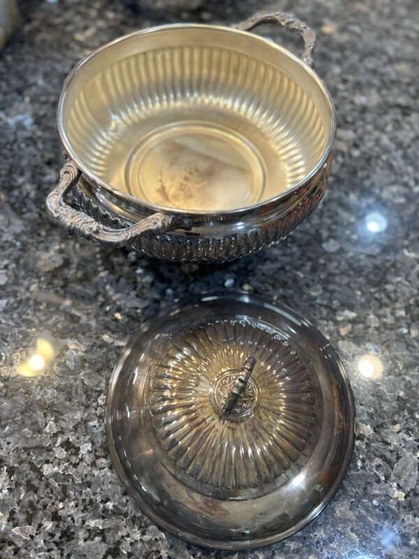 Heirloom Hospitality – Sheridan Silverplate Tureen Warmer with Glass Bowl & Ornate Stands (5-Piece Set) - Image 3
