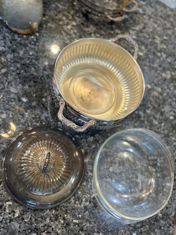Heirloom Hospitality – Sheridan Silverplate Tureen Warmer with Glass Bowl & Ornate Stands (5-Piece Set) - Image 2