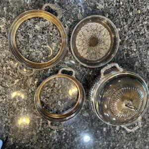 Heirloom Hospitality – Sheridan Silverplate Tureen Warmer with Glass Bowl & Ornate Stands (5-Piece Set)