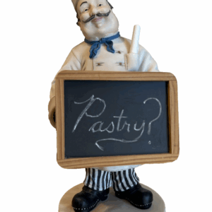 Pastry, Anyone? Fleur de Lis 1998 Chef Figurine with Chalkboard 15" Mud Pie