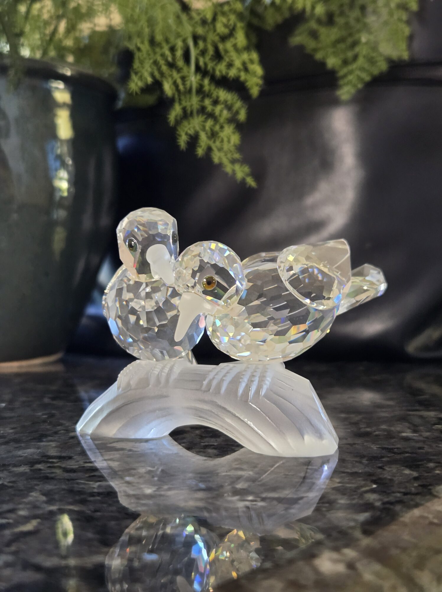 Swarovski Crystal 'Turtle Doves' Figurine on Frosted Branch — SCS