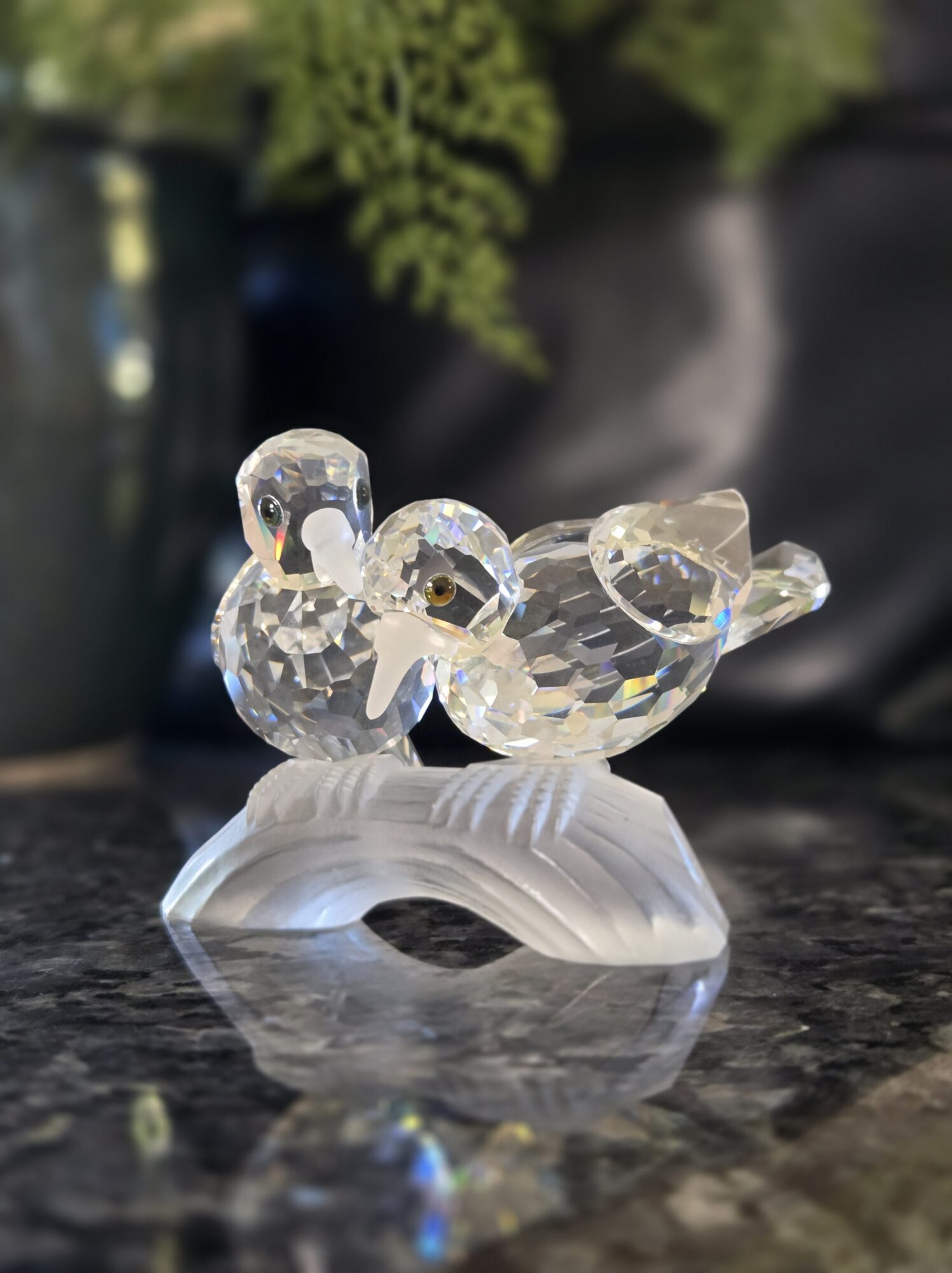 Swarovski Crystal 'Turtle Doves' Figurine on Frosted Branch — SCS
